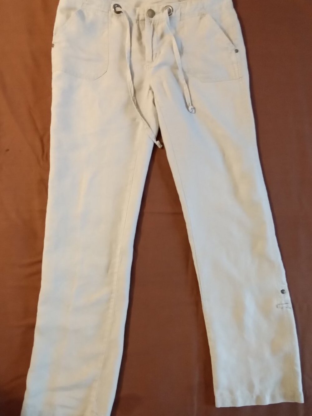 Cynthia Rowley women's casual linen pants, light grey, size 4